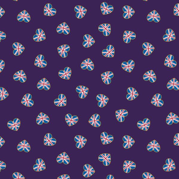 Union Jack Hearts on Purple