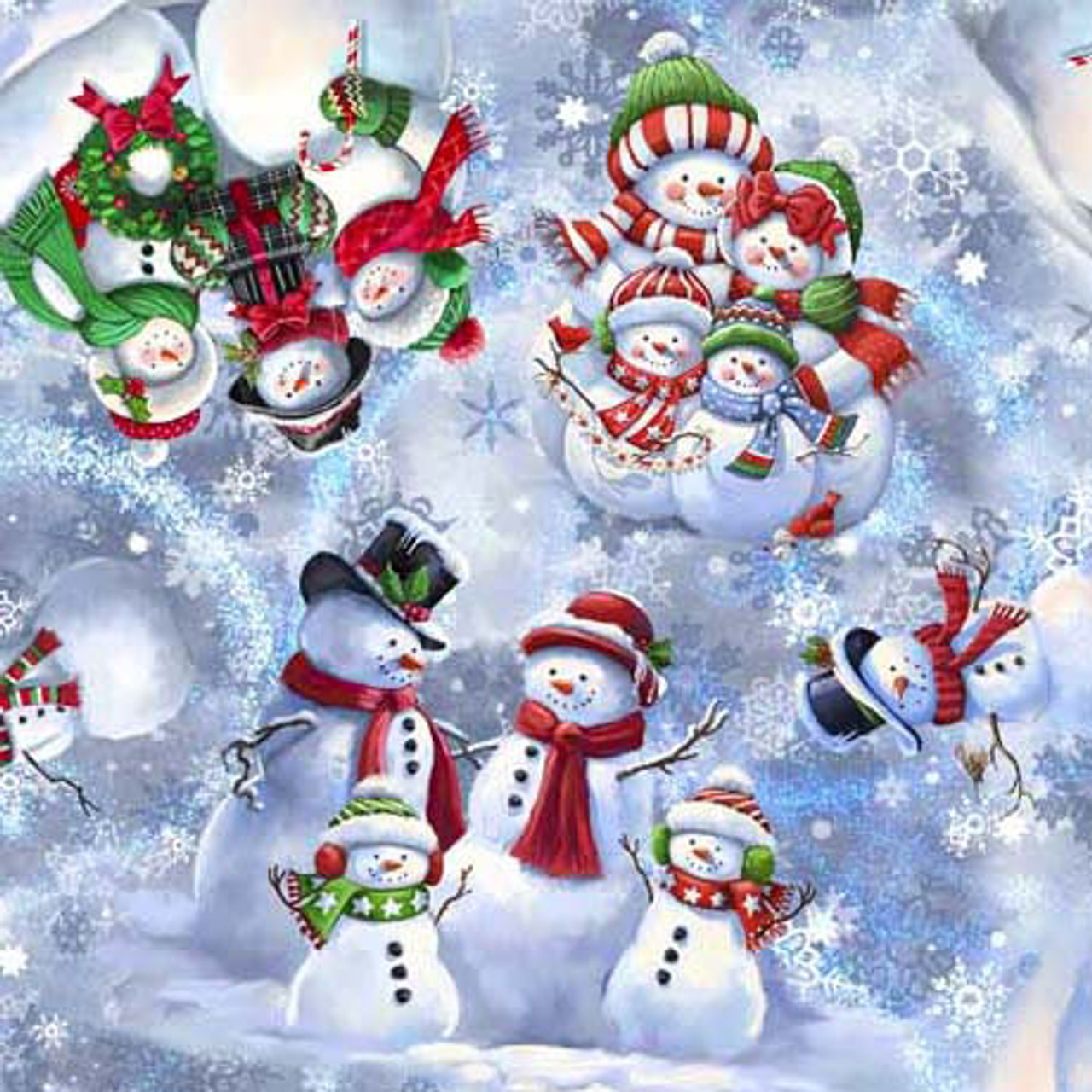 Snowman Holiday Tossed Snowmen Light Blue - Image 2