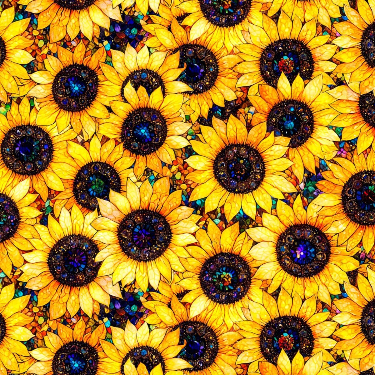 Stained Glass Sunflowers Yellow