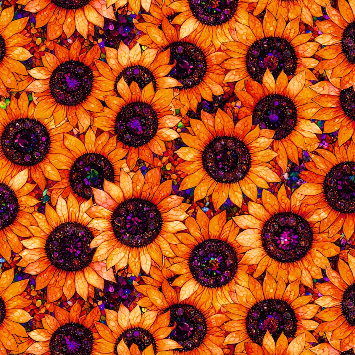 Stained Glass Sunflowers Orange