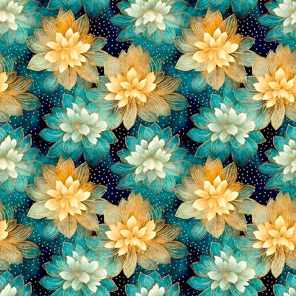 Lotus Flowers Dark Turquoise
