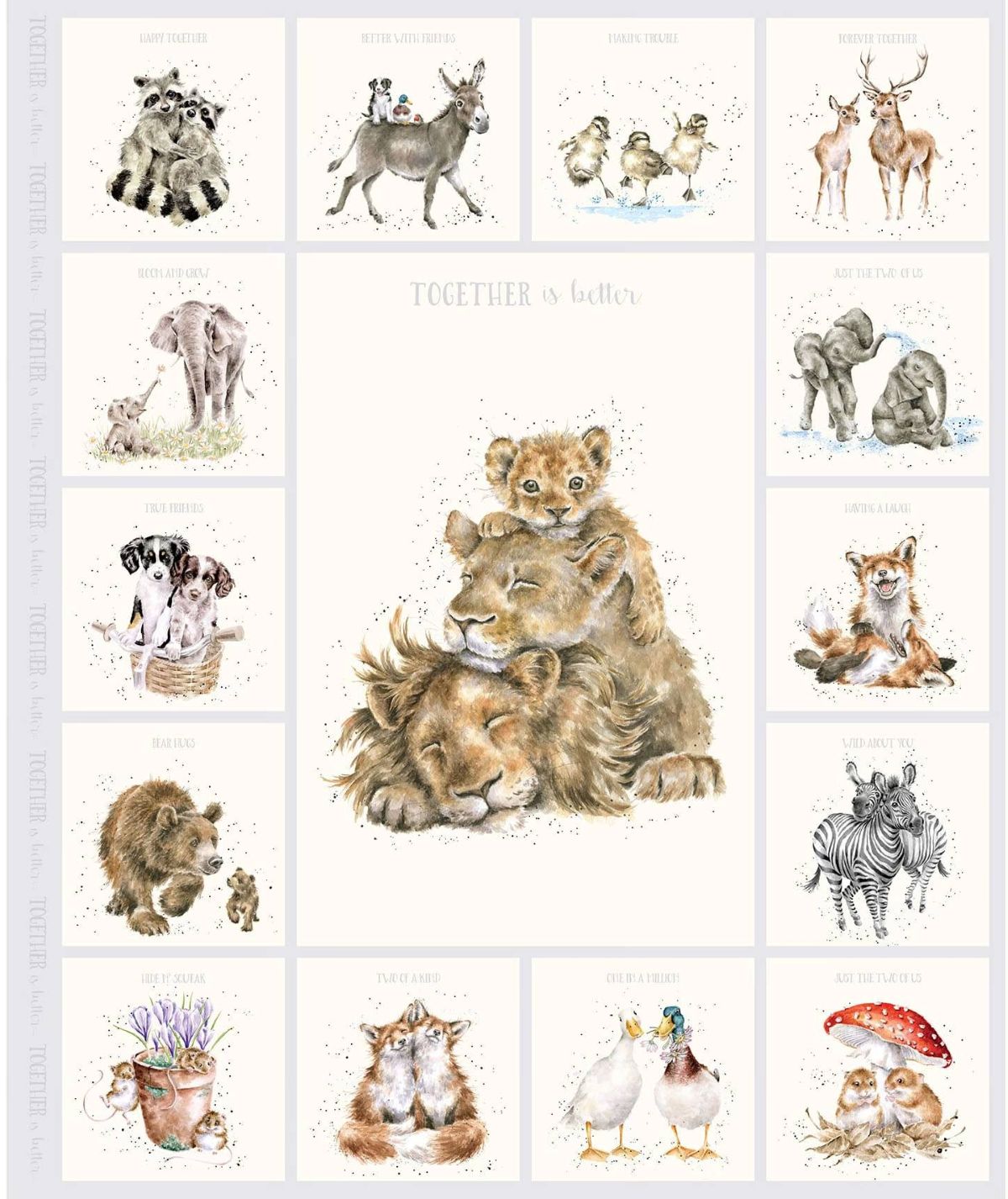 Together is Better Lion Panel Soft Grey