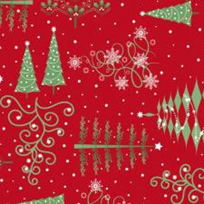 Christmas Night Trees Red - Image 4
